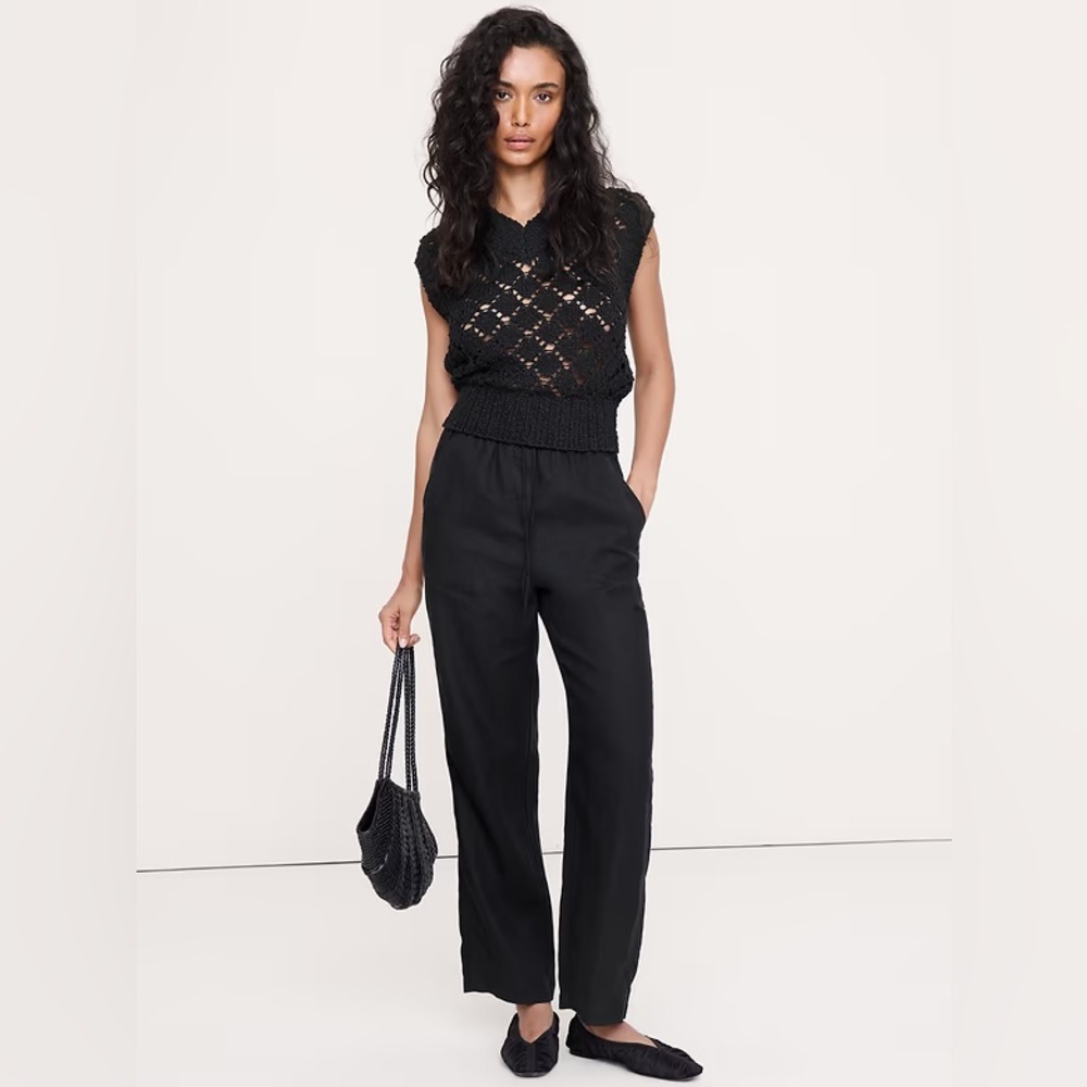 NWT! Banana Republic The Getaway Straight-Leg Pull-On Pant in Linen - 🩷
